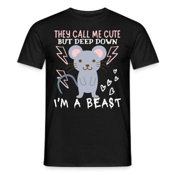 Maus, Mouse, lustiger Spruch, Ironie - Männer T-Shirt - Schwarz - Vorne - AI Model Male 178 light (178cm)