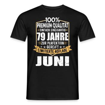 79. Geburtstag Juni Jahrgang 1944 Vintage - Männer T-Shirt - Schwarz - Vorne - AI Model Male 178 light (178cm)