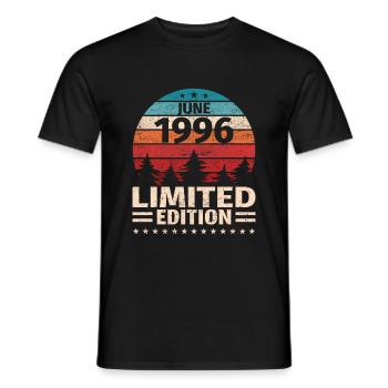 27th Birthday June Vintage 1996 Vintage - Men's T-Shirt - black - Front - AI Model Male 178 light (178cm)