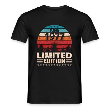 46ème anniversaire Juin Millésime 1977 Millésime - T-shirt homme - noir - Devant - AI Model Male 178 light (178cm)