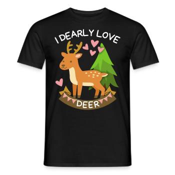 Drôle de dicton avec cerf, I-Love-Deer, Pun - T-shirt homme - noir - Devant - AI Model Male 178 light (178cm)