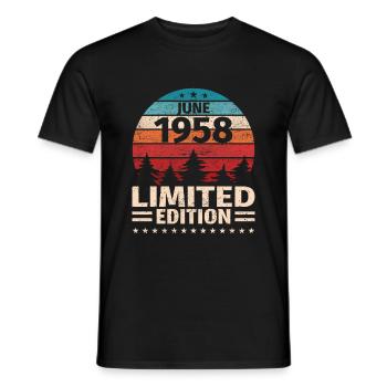 65th Birthday June Vintage 1958 Vintage - Men's T-Shirt - black - Front - AI Model Male 178 light (178cm)