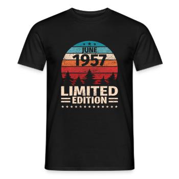66. Geburtstag Juni Jahrgang 1957 Vintage - Männer T-Shirt - Schwarz - Vorne - AI Model Male 178 light (178cm)
