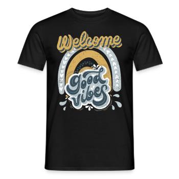Welcome-Good-Vibes, Retro-Vintage Design Saying - Men's T-Shirt - black - Front - AI Model Male 178 light (178cm)