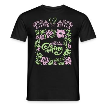 Spring, Saying Welcome-Spring, Typography - Men's T-Shirt - black - Front - AI Model Male 178 light (178cm)