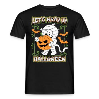 Funny mummy with pumpkin pumpkin, Halloween saying - Men's T-Shirt - black - Front - AI Model Male 178 light (178cm)