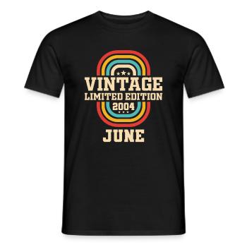 19th Birthday June Vintage 2004 Vintage - Men's T-Shirt - black - Front - AI Model Male 178 light (178cm)