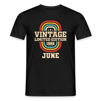 37th Birthday June Vintage 1986 Vintage - Men's T-Shirt - black - Front - AI Model Male 178 light (178cm)