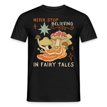 Fairy Tales, Fairy Tales, Faecore, Mushrooms, Funny Saying, - Men's T-Shirt - black - Front - AI Model Male 178 light (178cm)