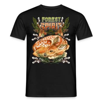 Kleines Reh, Rehkitz im Wald, Spruch - Männer T-Shirt - Schwarz - Vorne - AI Model Male 178 light (178cm)