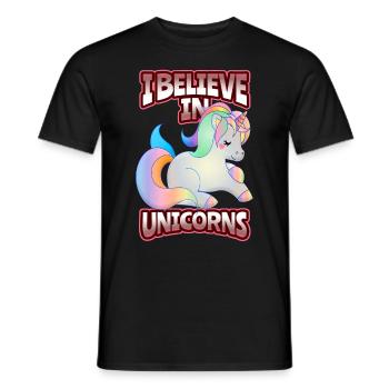 Licorne, Licornes Kawaii, drôle de dicton - T-shirt homme - noir - Devant - AI Model Male 178 light (178cm)