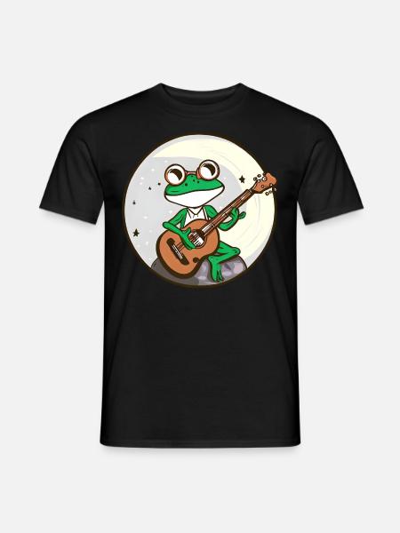 Moonlight frog avec guitare - T-shirt homme - noir