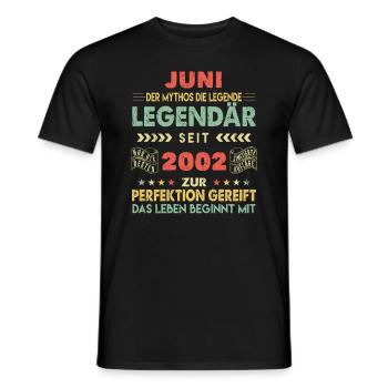 21. Geburtstag Juni Jahrgang 2002 Vintage - Männer T-Shirt - Schwarz - Vorne - AI Model Male 178 light (178cm)