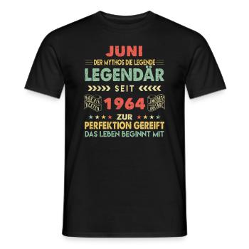 59. Geburtstag Juni Jahrgang 1964 Vintage - Männer T-Shirt - Schwarz - Vorne - AI Model Male 178 light (178cm)