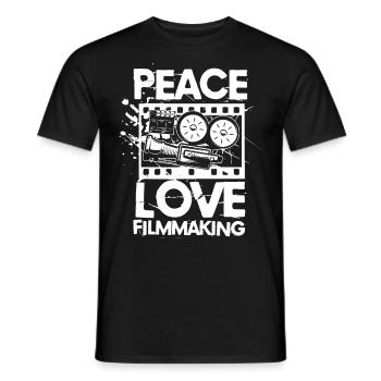 Peace Love Filmmaking für einen Filmemacher - Männer T-Shirt - Schwarz - Vorne - AI Model Male 178 light (178cm)
