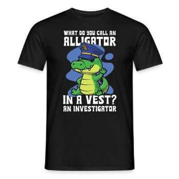 Lustiger Polizei Spruch Alligator Investigator - Männer T-Shirt - Schwarz - Vorne - AI Model Male 178 light (178cm)