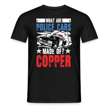 What Are Police Cars Made Of? COPPER - Männer T-Shirt - Schwarz - Vorne - AI Model Male 178 light (178cm)