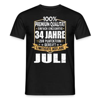 34. Geburtstag Juli Jahrgang 1989 Vintage - Männer T-Shirt - Schwarz - Vorne - AI Model Male 178 light (178cm)