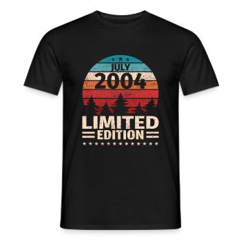 19th Birthday July Vintage 2004 Vintage - Men's T-Shirt - black - Front - AI Model Male 178 light (178cm)