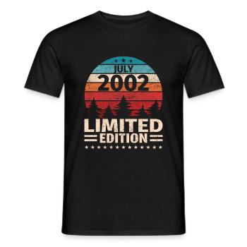 21ème Anniversaire Juillet Millésime 2002 Millésime - T-shirt homme - noir - Devant - AI Model Male 178 light (178cm)