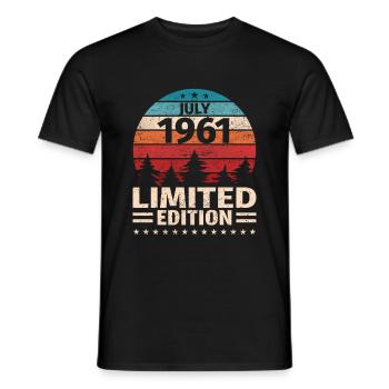 62. Geburtstag Juli Jahrgang 1961 Vintage - Männer T-Shirt - Schwarz - Vorne - AI Model Male 178 light (178cm)