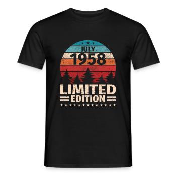 65th Birthday July Vintage 1958 Vintage - Men's T-Shirt - black - Front - AI Model Male 178 light (178cm)