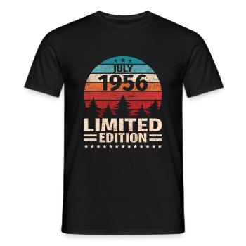 67th Birthday July Vintage 1956 Vintage - Men's T-Shirt - black - Front - AI Model Male 178 light (178cm)
