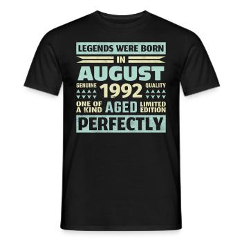 31st Birthday August Vintage 1992 Vintage - Men's T-Shirt - black - Front - AI Model Male 178 light (178cm)