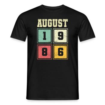 37th Birthday August Vintage 1986 Vintage - Men's T-Shirt - black - Front - AI Model Male 178 light (178cm)