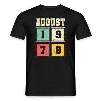 45th Birthday August Vintage 1978 Vintage - Men's T-Shirt - black - Front - AI Model Male 178 light (178cm)