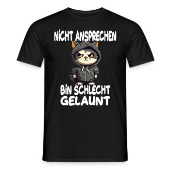 Nicht Ansprechen Bin Schlecht Gelaunt Katze - Männer T-Shirt - Schwarz - Vorne - AI Model Male 178 light (178cm)