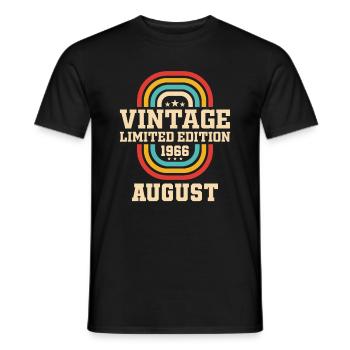 57th Birthday August Vintage 1966 Vintage - Men's T-Shirt - black - Front - AI Model Male 178 light (178cm)