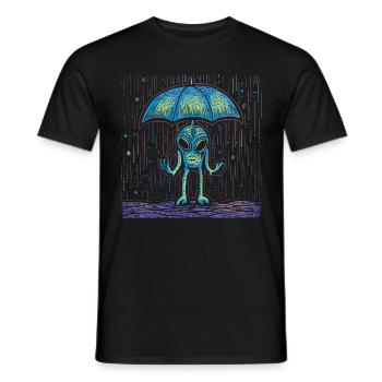 Alien Außerirdische Regen Regenschirm - Männer T-Shirt - Schwarz - Vorne - AI Model Male 178 light (178cm)