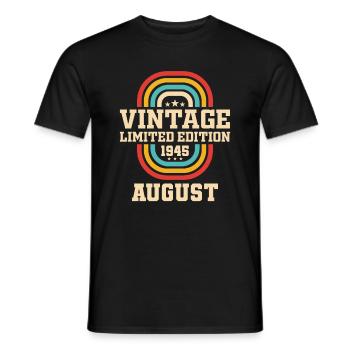78th Birthday August Vintage 1945 Vintage - Men's T-Shirt - black - Front - AI Model Male 178 light (178cm)