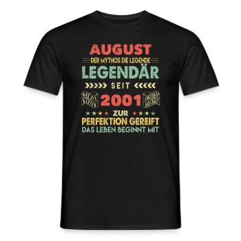 22. Geburtstag August Jahrgang 2001 Vintage - Männer T-Shirt - Schwarz - Vorne - AI Model Male 178 light (178cm)