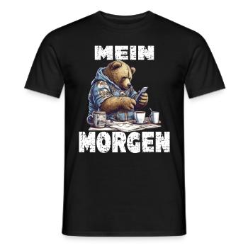 Mein Morgen Bär Zeitung Lesen - Männer T-Shirt - Schwarz - Vorne - AI Model Male 178 light (178cm)