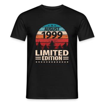 24th Birthday August Vintage 1999 Vintage - Men's T-Shirt - black - Front - AI Model Male 178 light (178cm)