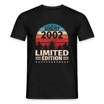 21ème anniversaire août millésime 2002 millésime - T-shirt homme - noir - Devant - AI Model Male 178 light (178cm)