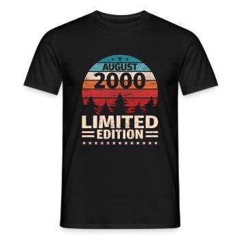 23ème anniversaire août millésime 2000 millésime - T-shirt homme - noir - Devant - AI Model Male 178 light (178cm)
