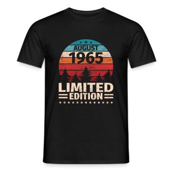 58e anniversaire Août Millésime 1965 Millésime - T-shirt homme - noir - Devant - AI Model Male 178 light (178cm)