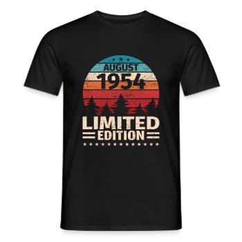 69th Birthday August Vintage 1954 Vintage - Men's T-Shirt - black - Front - AI Model Male 178 light (178cm)