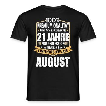 21. Geburtstag August Jahrgang 2002 Vintage - Männer T-Shirt - Schwarz - Vorne - AI Model Male 178 light (178cm)