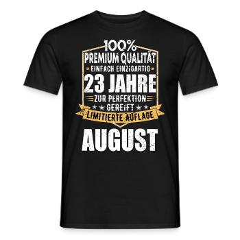 23. Geburtstag August Jahrgang 2000 Vintage - Männer T-Shirt - Schwarz - Vorne - AI Model Male 178 light (178cm)