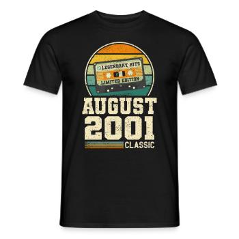 22. Geburtstag August Jahrgang 2001 Vintage - Männer T-Shirt - Schwarz - Vorne - AI Model Male 178 light (178cm)