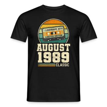 34. Geburtstag August Jahrgang 1989 Vintage - Männer T-Shirt - Schwarz - Vorne - AI Model Male 178 light (178cm)