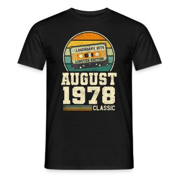 45th Birthday August Vintage 1978 Vintage - Men's T-Shirt - black - Front - AI Model Male 178 light (178cm)