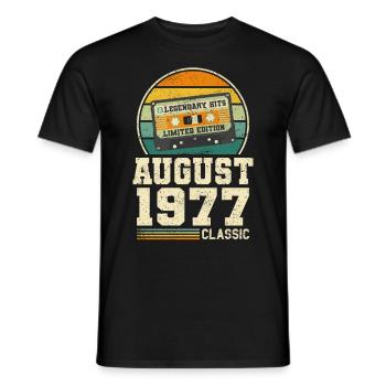 46ème anniversaire août millésime 1977 millésime - T-shirt homme - noir - Devant - AI Model Male 178 light (178cm)