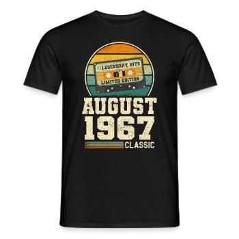 56ème Anniversaire Août Millésime 1967 - T-shirt homme - noir - Devant - AI Model Male 178 light (178cm)
