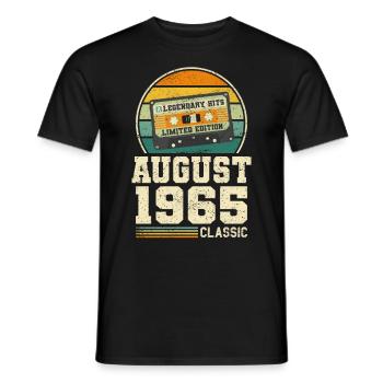 58e anniversaire Août Millésime 1965 Millésime - T-shirt homme - noir - Devant - AI Model Male 178 light (178cm)