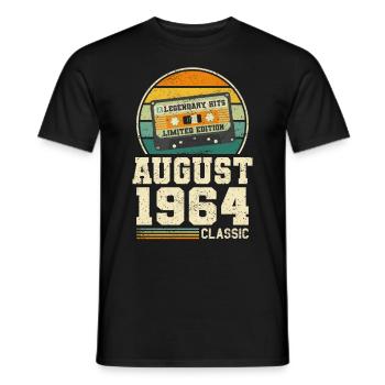59th Birthday August Vintage 1964 Vintage - Men's T-Shirt - black - Front - AI Model Male 178 light (178cm)